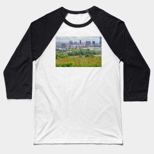 Poppies and the Liverpool skyline Baseball T-Shirt